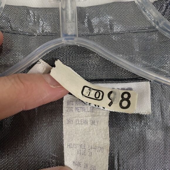 Vintage Victoria Jones Y2K Tunic Top 2X Metallic Liquid Silver Disco Flowy Fairy - Picture 7 of 8